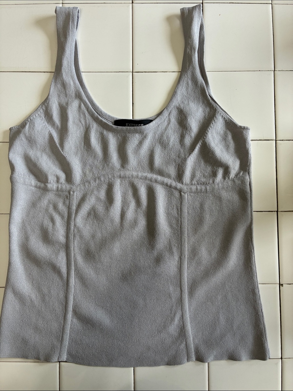 Express Gray Scoop Neck Ribbed Tank